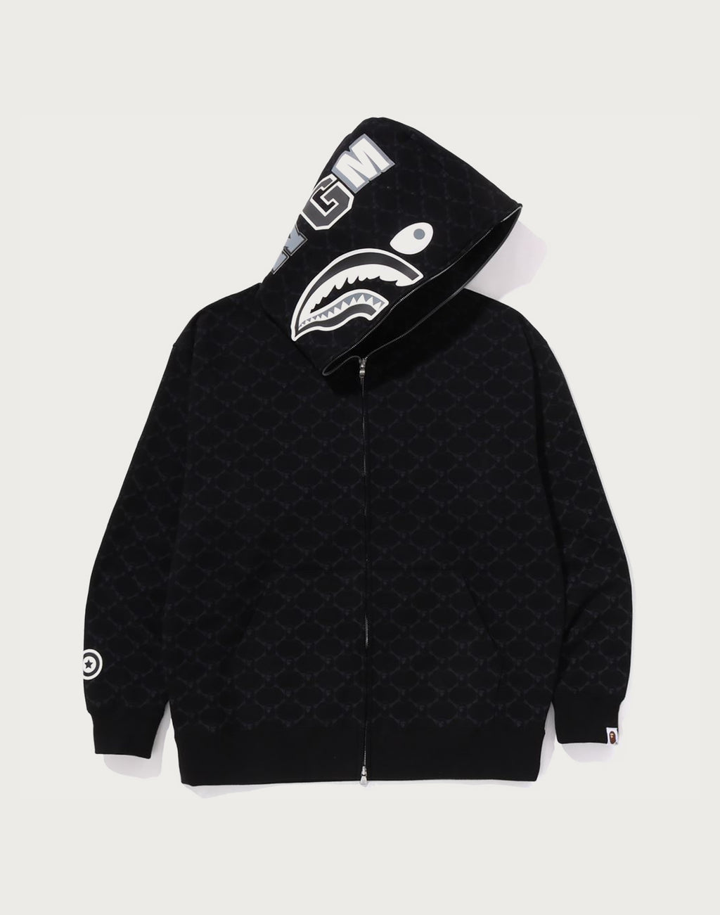COLLEGE MONOGRAM RELAXED FIT SHARK FULL ZIP HOODIE MENS