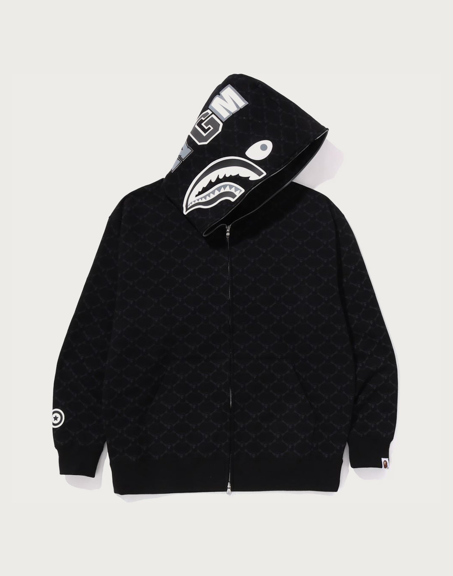 COLLEGE MONOGRAM RELAXED FIT SHARK FULL ZIP HOODIE MENS