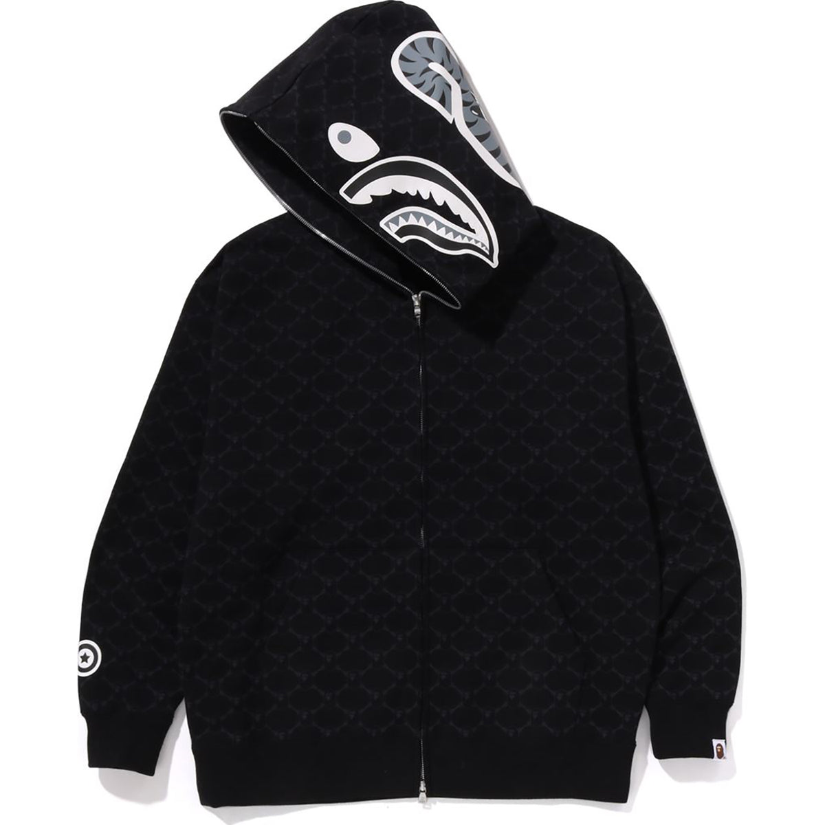 COLLEGE MONOGRAM RELAXED FIT SHARK FULL ZIP HOODIE MENS