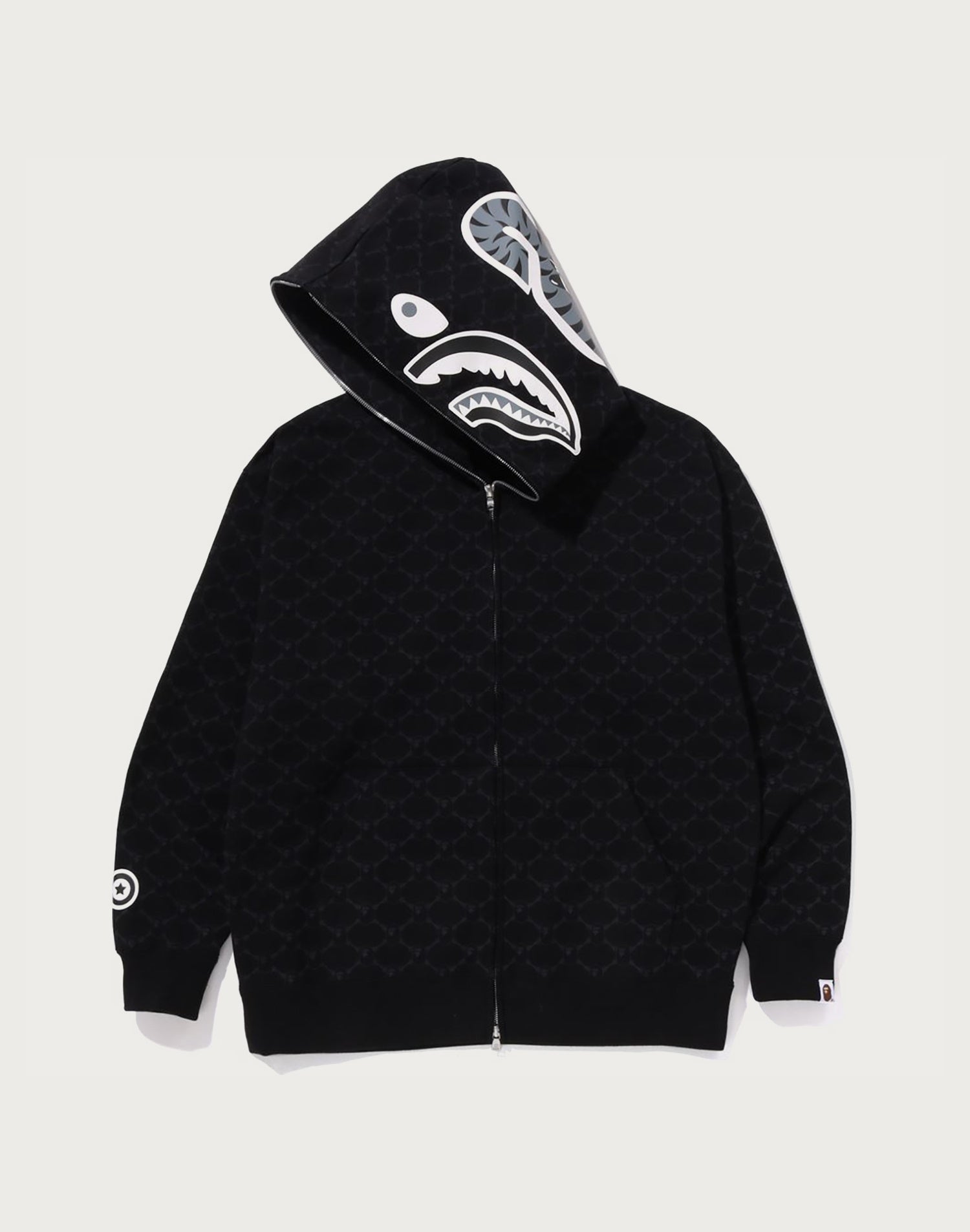 COLLEGE MONOGRAM RELAXED FIT SHARK FULL ZIP HOODIE MENS