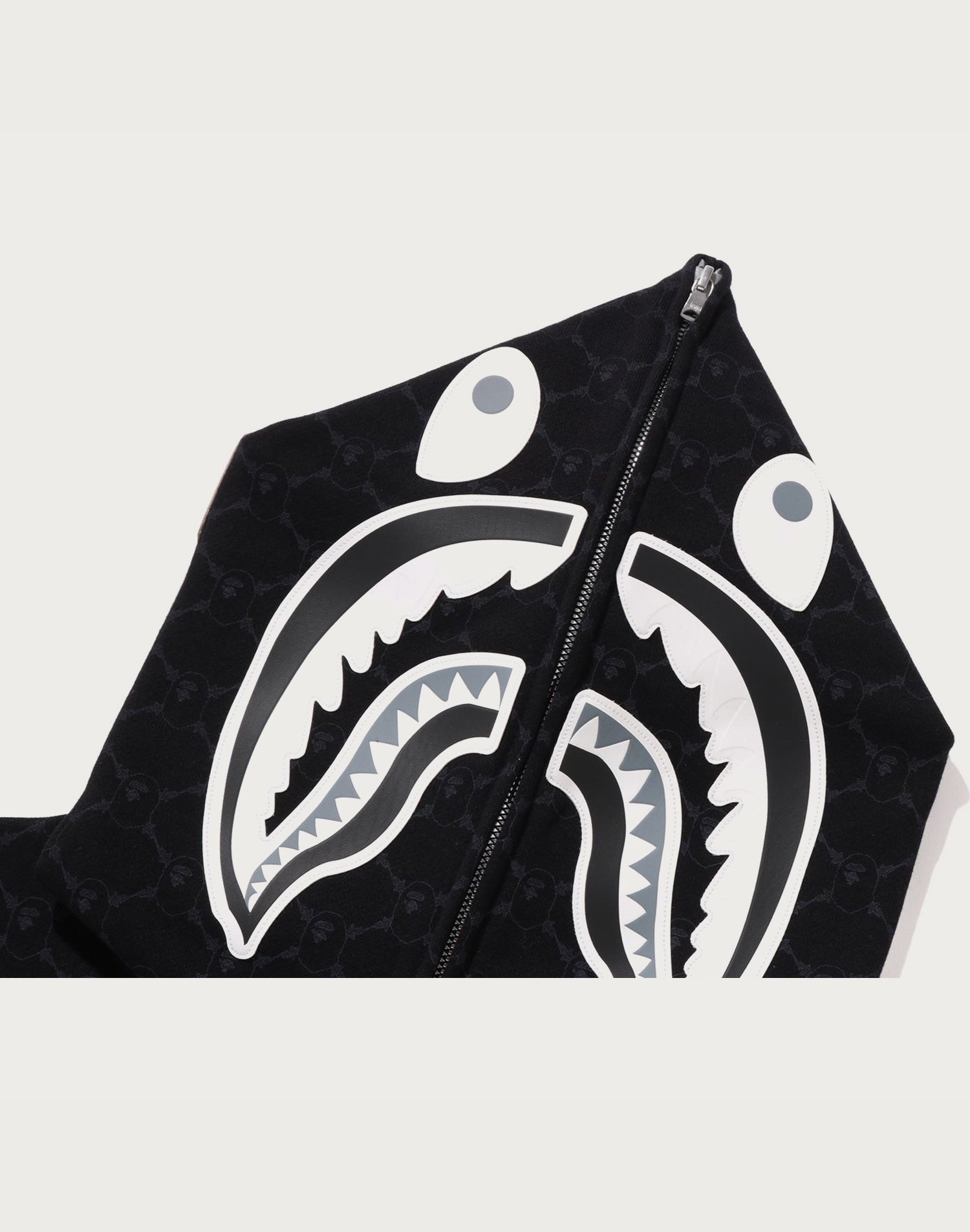COLLEGE MONOGRAM RELAXED FIT SHARK FULL ZIP HOODIE MENS