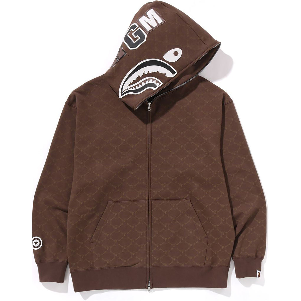 COLLEGE MONOGRAM RELAXED FIT SHARK FULL ZIP HOODIE MENS