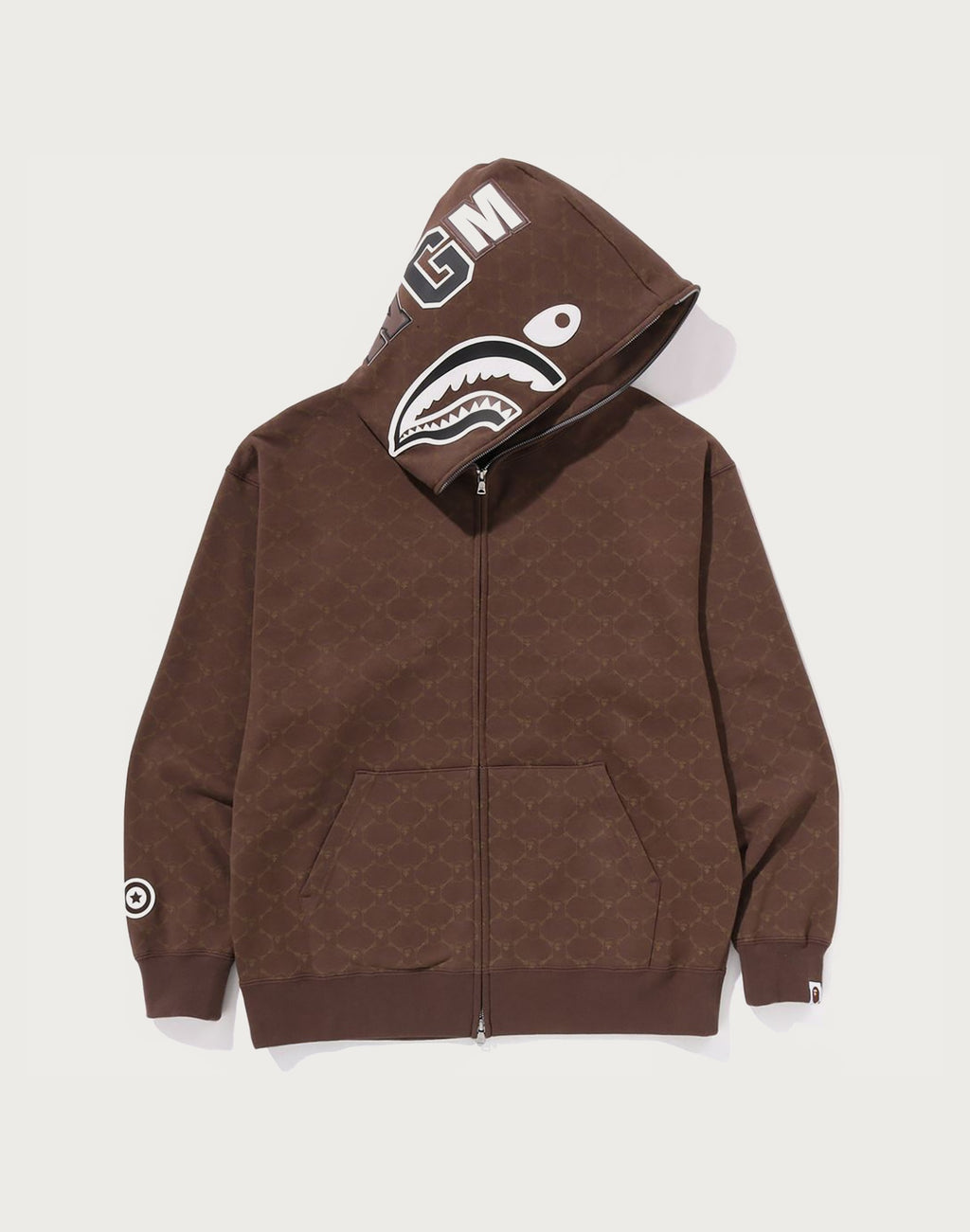 COLLEGE MONOGRAM RELAXED FIT SHARK FULL ZIP HOODIE MENS