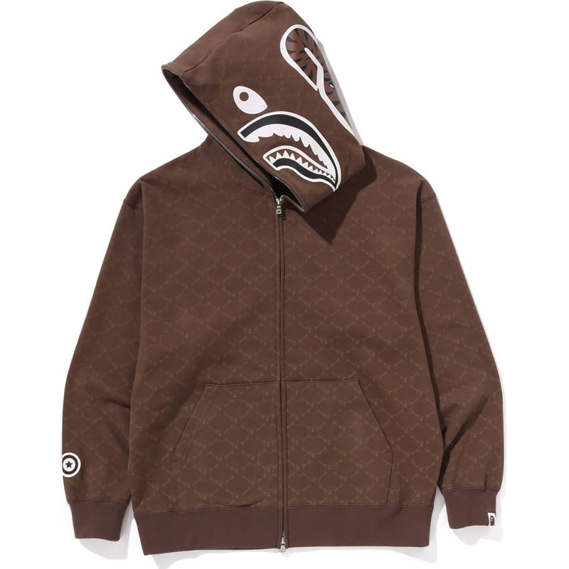 COLLEGE MONOGRAM RELAXED FIT SHARK FULL ZIP HOODIE MENS