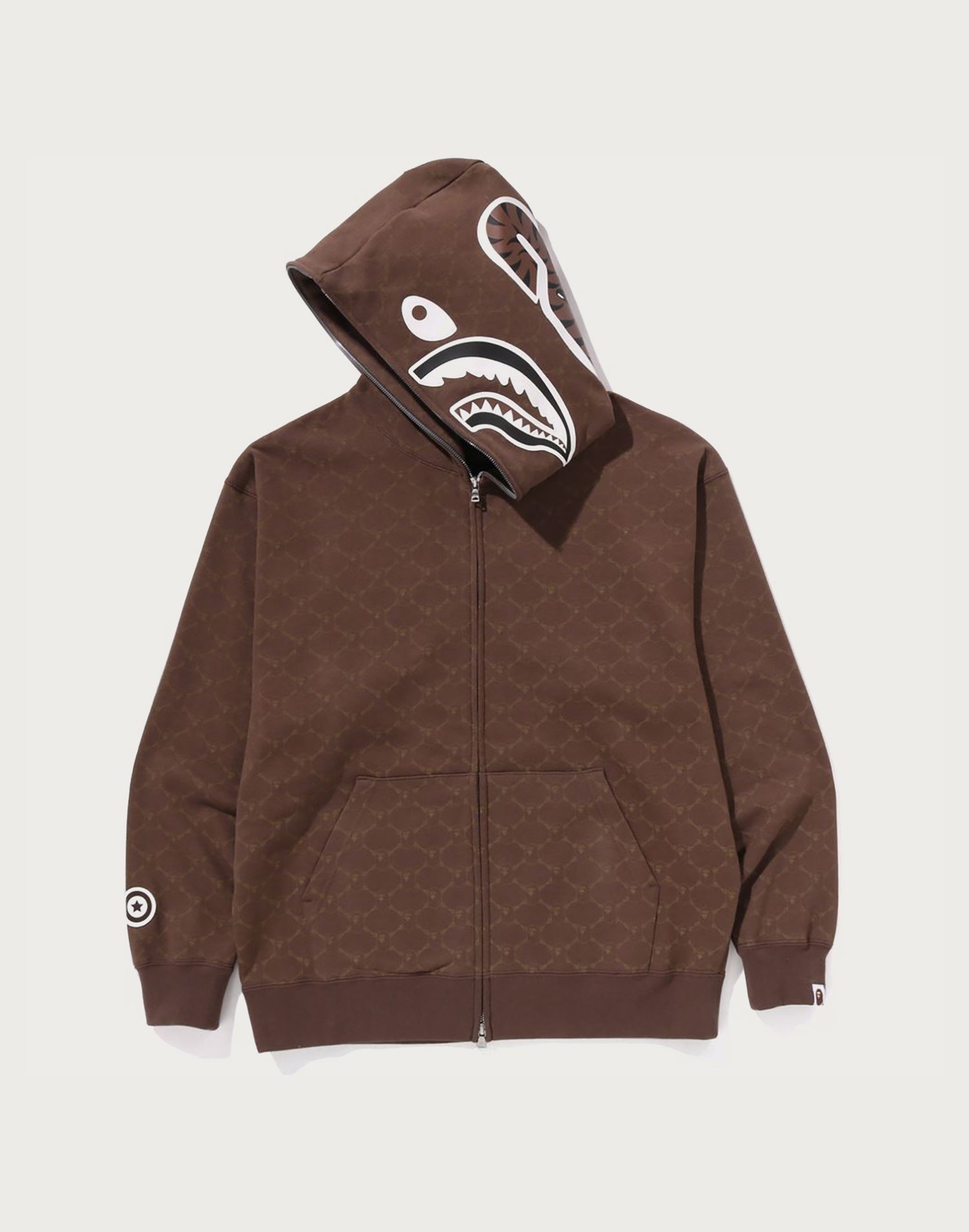 COLLEGE MONOGRAM RELAXED FIT SHARK FULL ZIP HOODIE MENS
