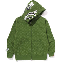 COLLEGE MONOGRAM RELAXED FIT SHARK FULL ZIP HOODIE MENS