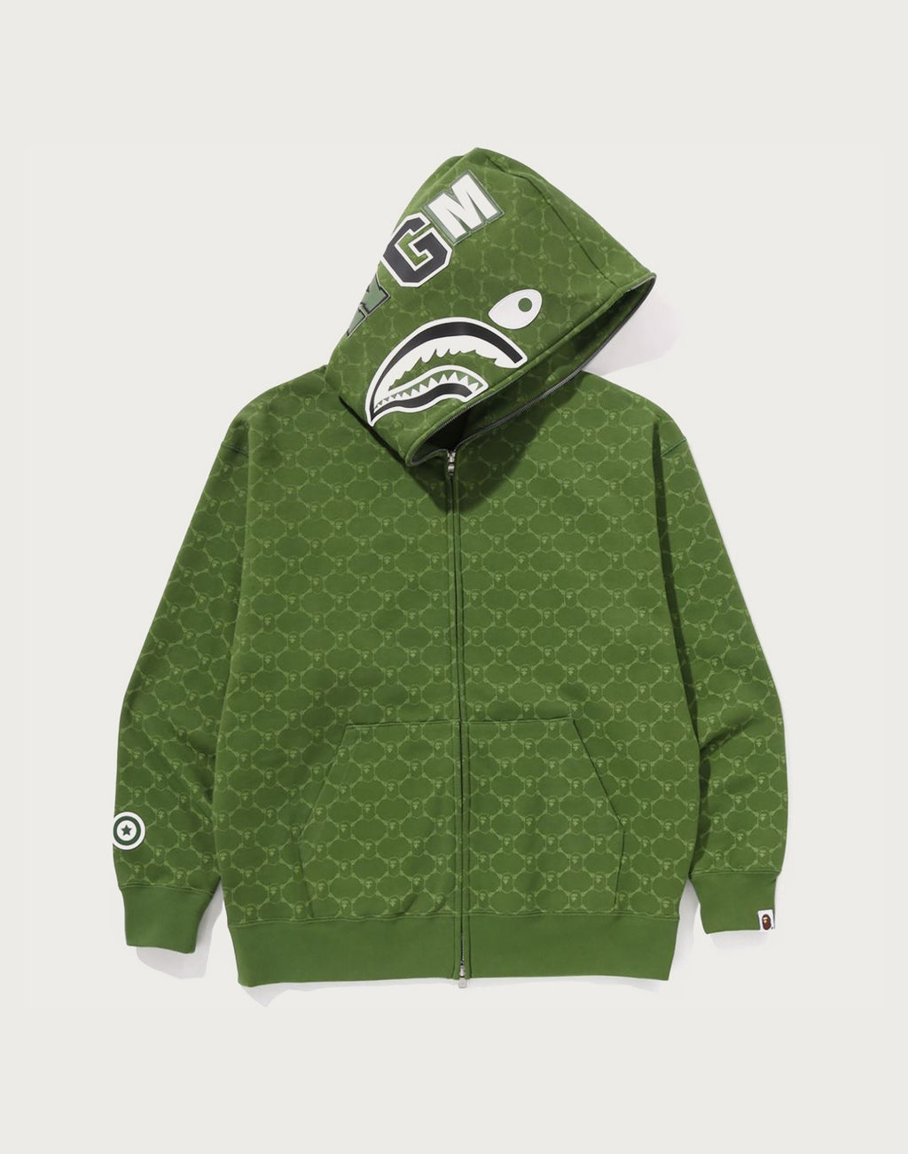 COLLEGE MONOGRAM RELAXED FIT SHARK FULL ZIP HOODIE MENS