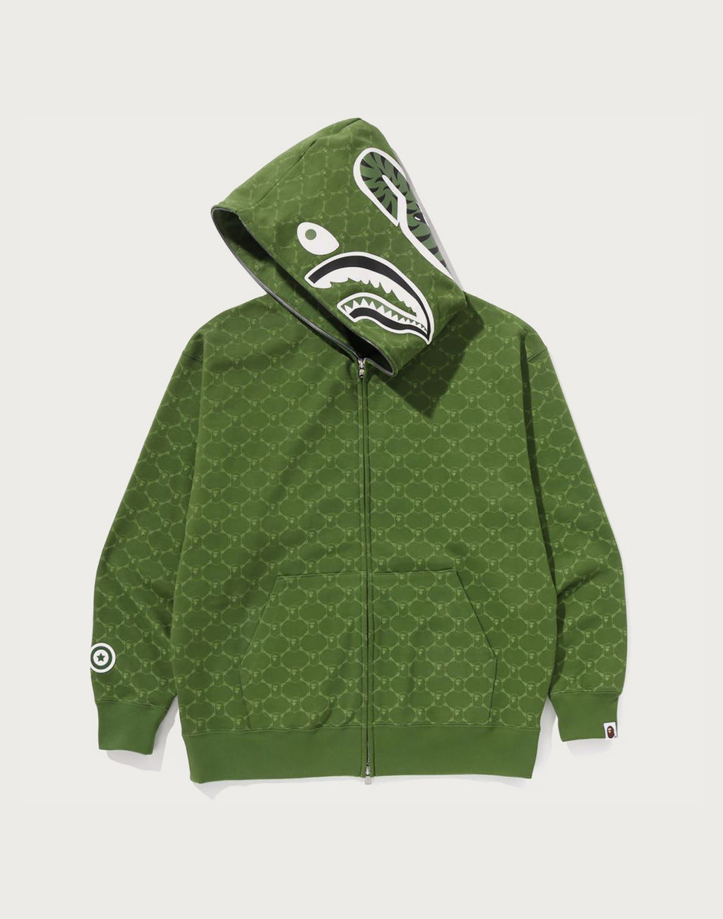COLLEGE MONOGRAM RELAXED FIT SHARK FULL ZIP HOODIE MENS