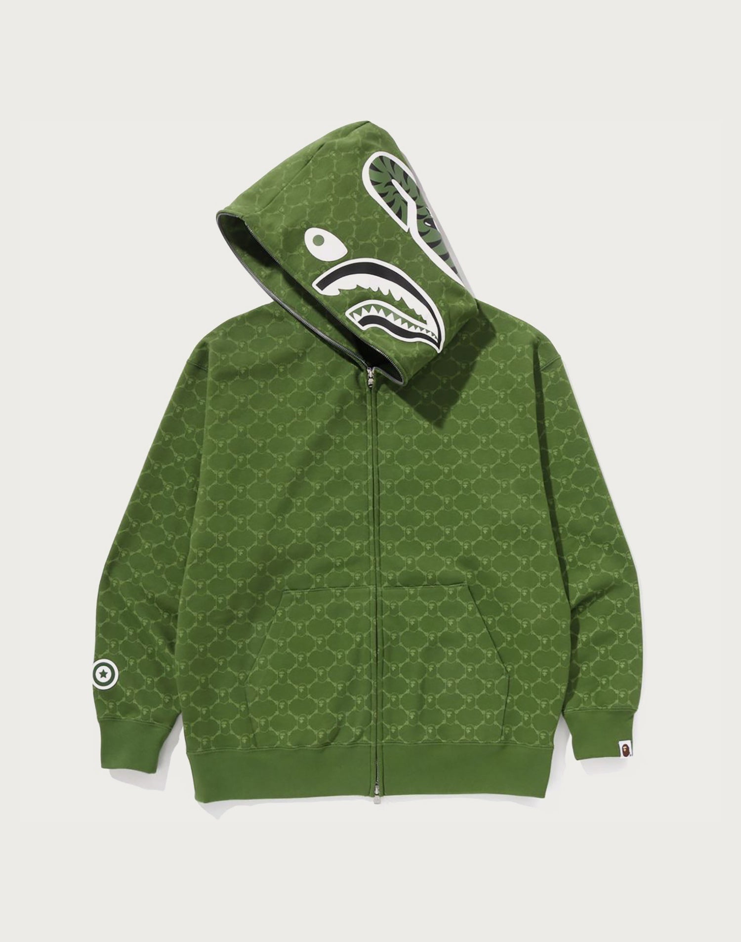 COLLEGE MONOGRAM RELAXED FIT SHARK FULL ZIP HOODIE MENS