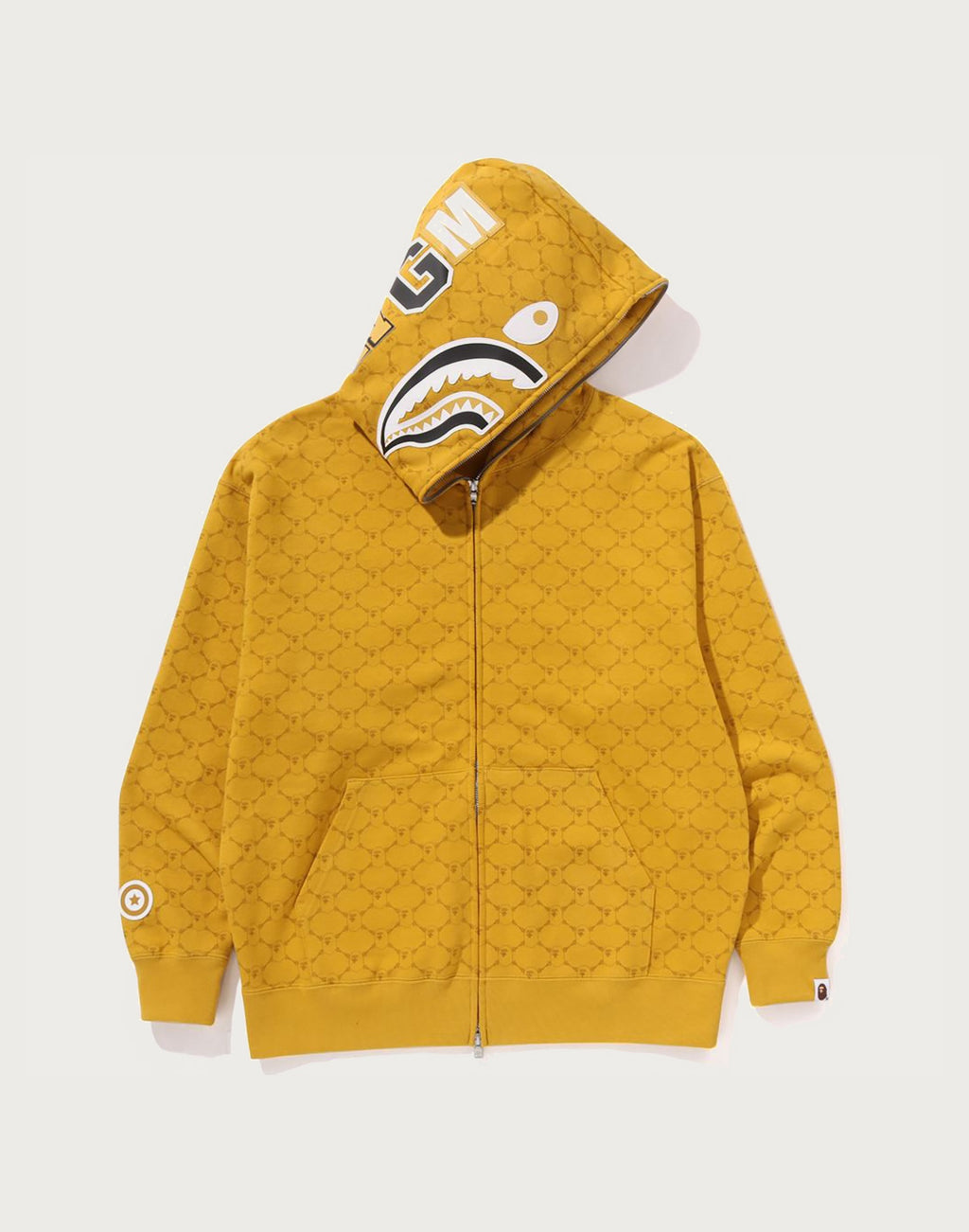 COLLEGE MONOGRAM RELAXED FIT SHARK FULL ZIP HOODIE MENS