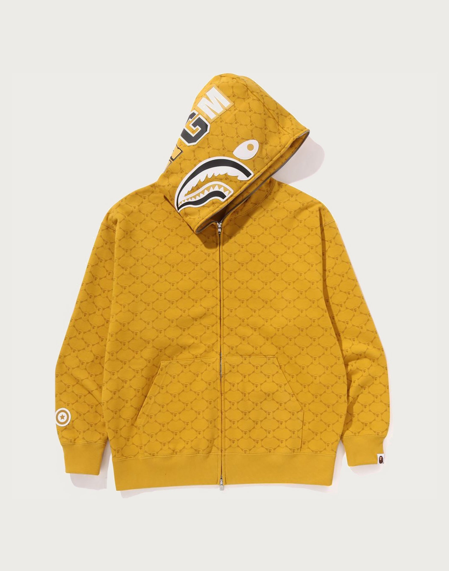 COLLEGE MONOGRAM RELAXED FIT SHARK FULL ZIP HOODIE MENS