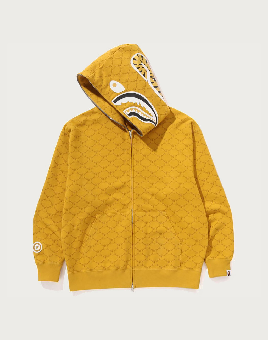 COLLEGE MONOGRAM RELAXED FIT SHARK FULL ZIP HOODIE MENS