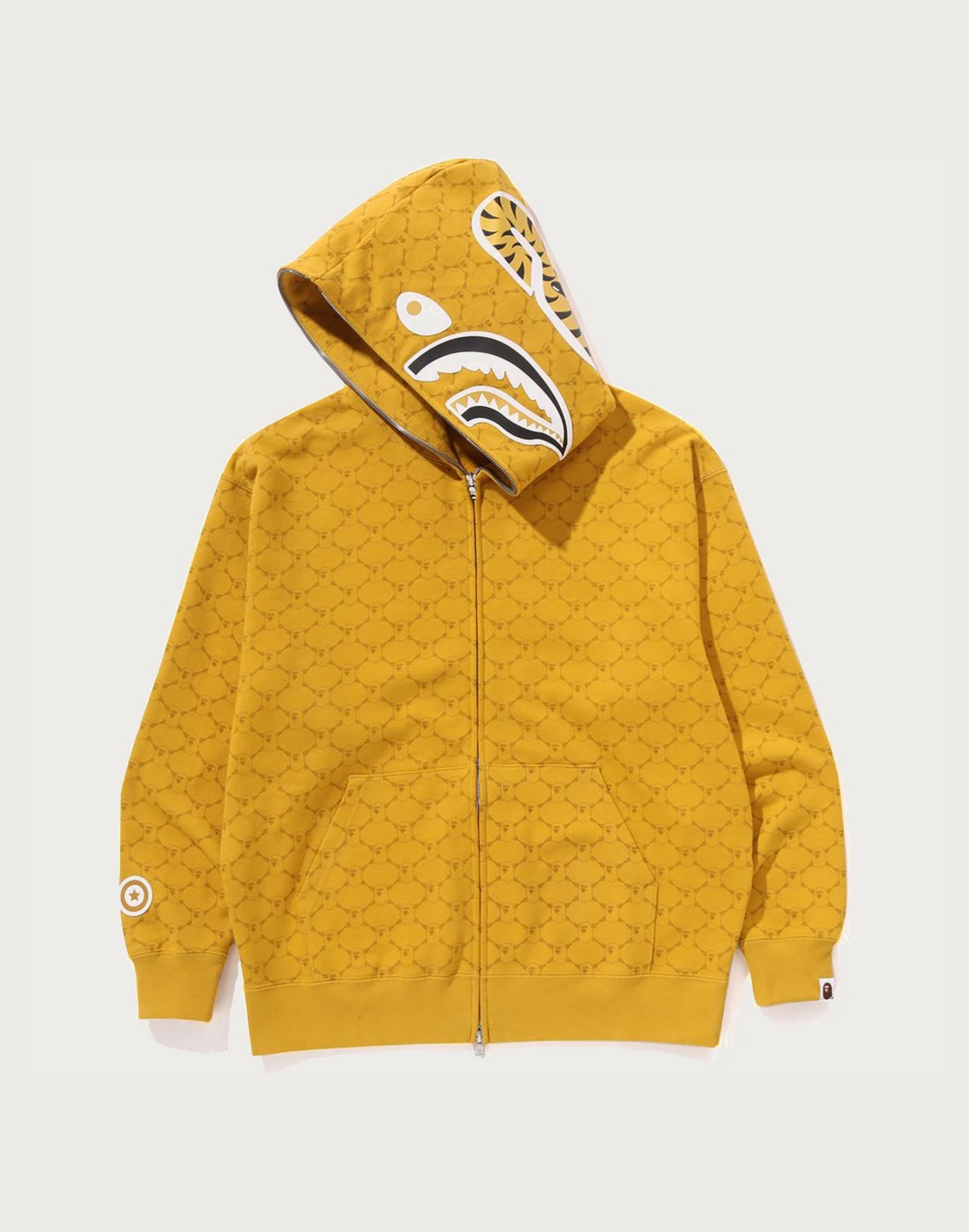 COLLEGE MONOGRAM RELAXED FIT SHARK FULL ZIP HOODIE MENS