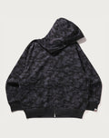 CAMO FAKE PRINT RELAXED FIT SHARK FULL ZIP HOODIE MENS
