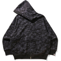 CAMO FAKE PRINT RELAXED FIT SHARK FULL ZIP HOODIE MENS