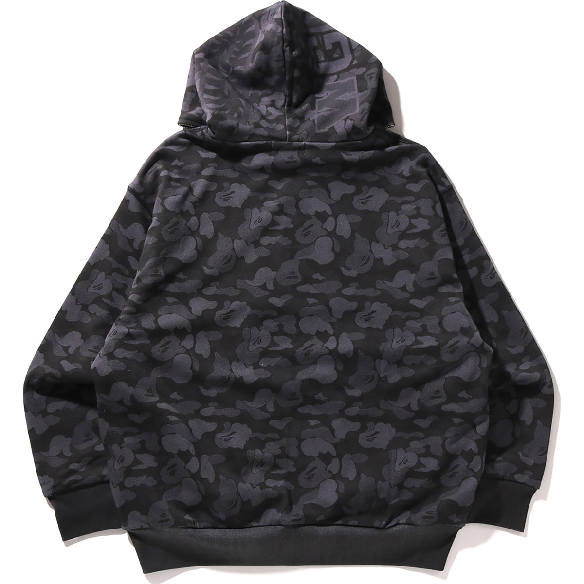 CAMO FAKE PRINT RELAXED FIT SHARK FULL ZIP HOODIE MENS