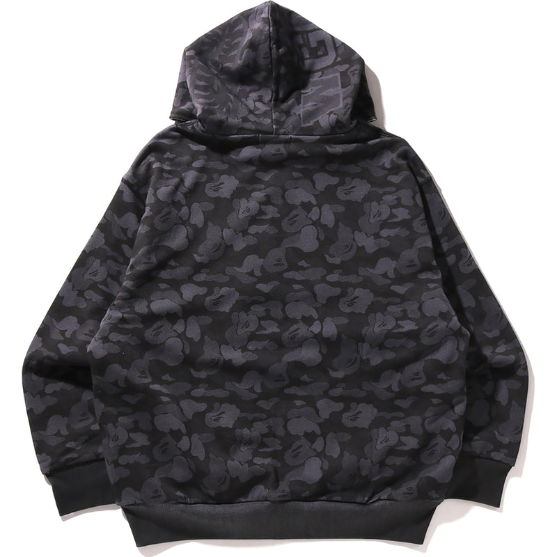 CAMO FAKE PRINT RELAXED FIT SHARK FULL ZIP HOODIE MENS