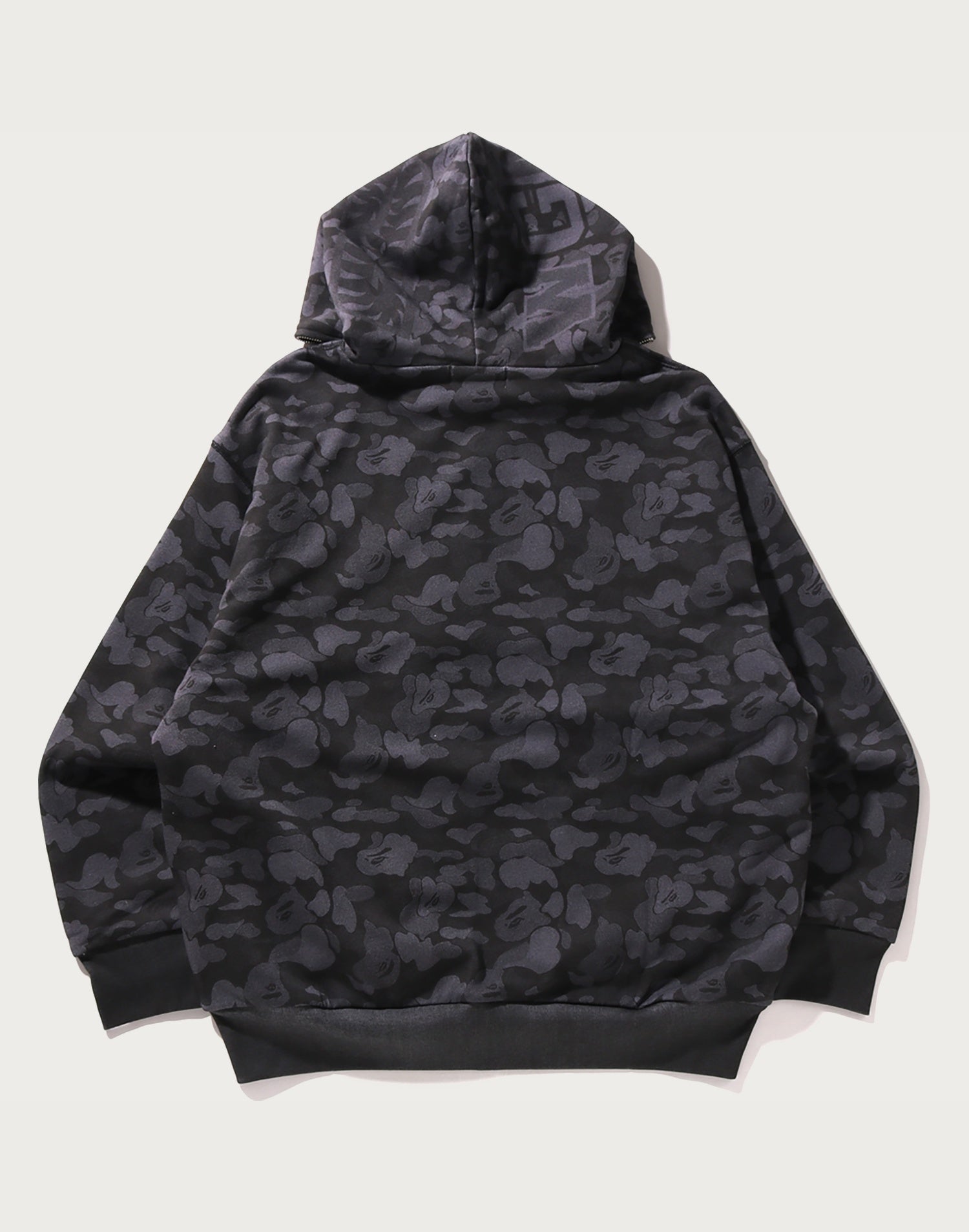 CAMO FAKE PRINT RELAXED FIT SHARK FULL ZIP HOODIE MENS