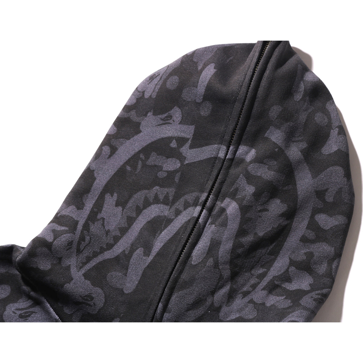 CAMO FAKE PRINT RELAXED FIT SHARK FULL ZIP HOODIE MENS