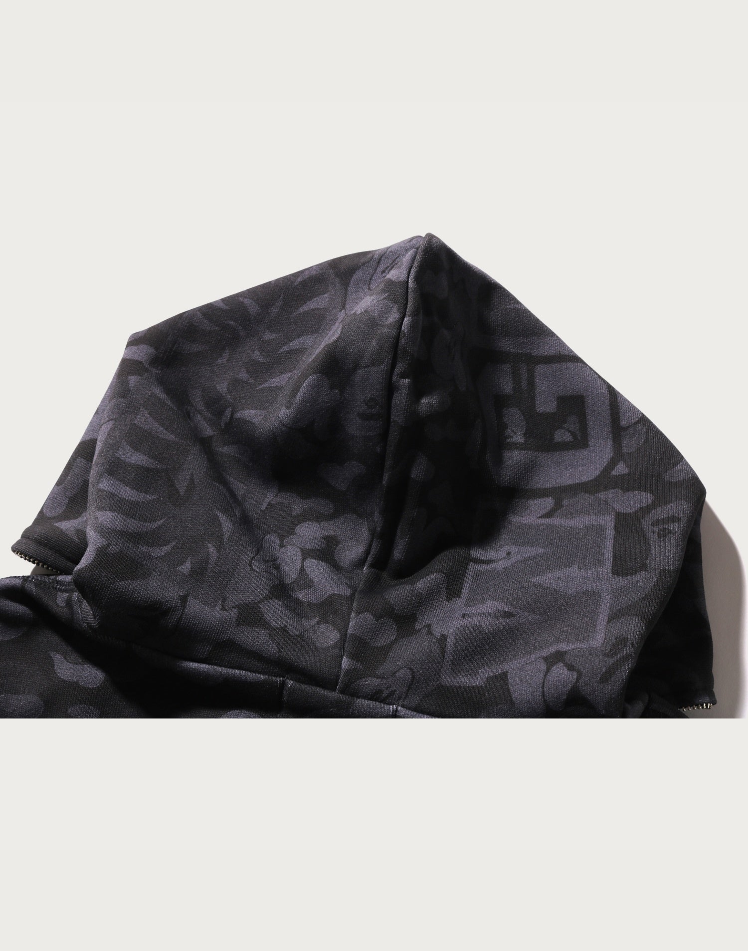 CAMO FAKE PRINT RELAXED FIT SHARK FULL ZIP HOODIE MENS