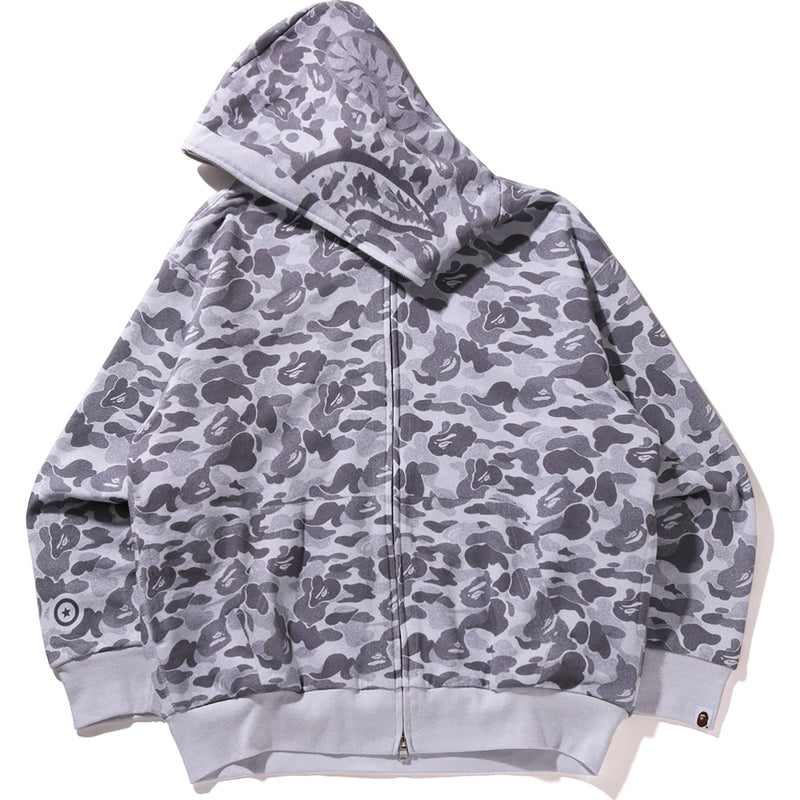 CAMO FAKE PRINT RELAXED FIT SHARK FULL ZIP HOODIE MENS