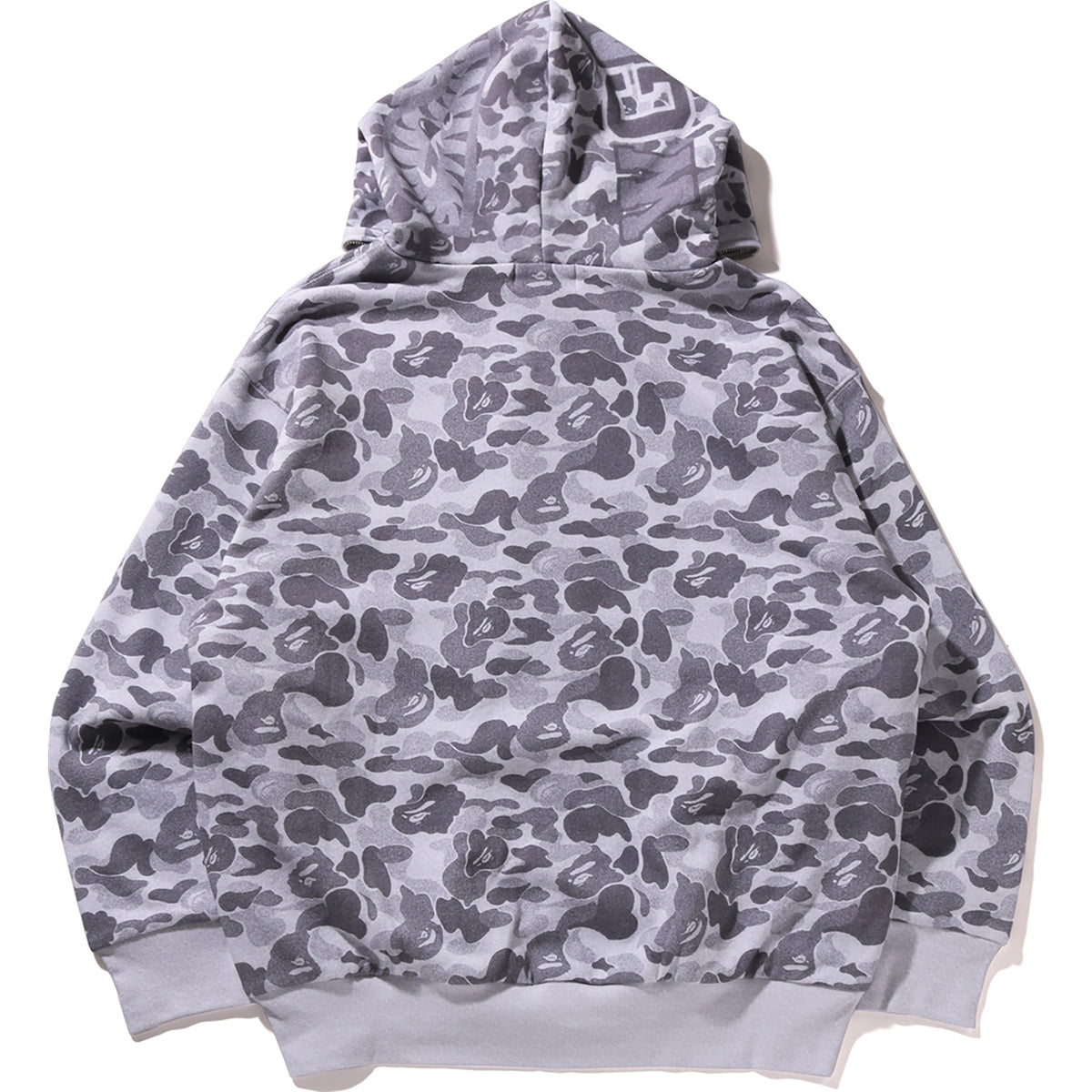 CAMO FAKE PRINT RELAXED FIT SHARK FULL ZIP HOODIE MENS