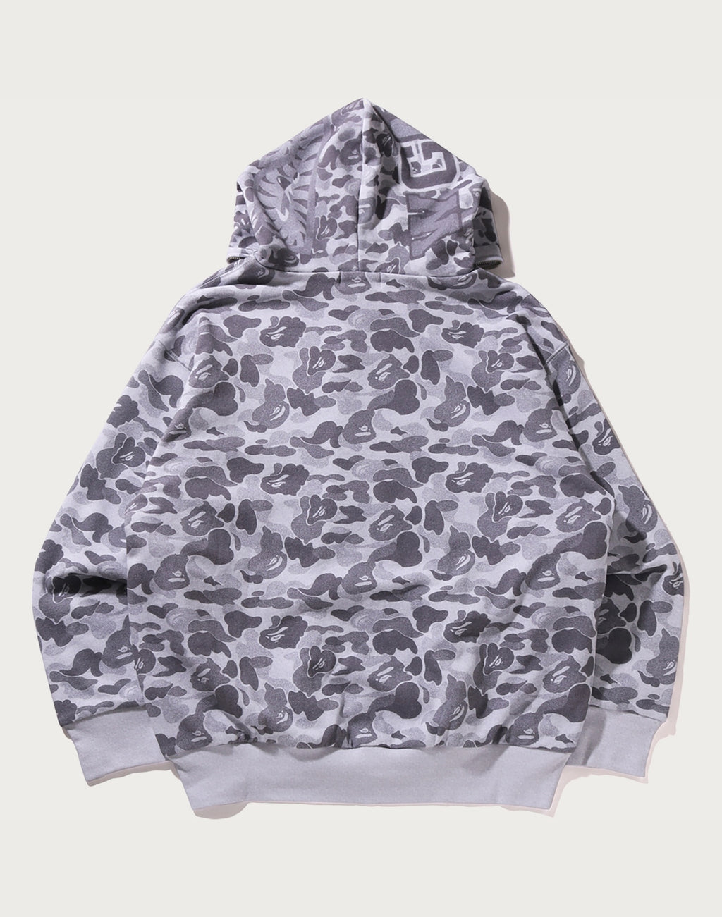 CAMO FAKE PRINT RELAXED FIT SHARK FULL ZIP HOODIE MENS