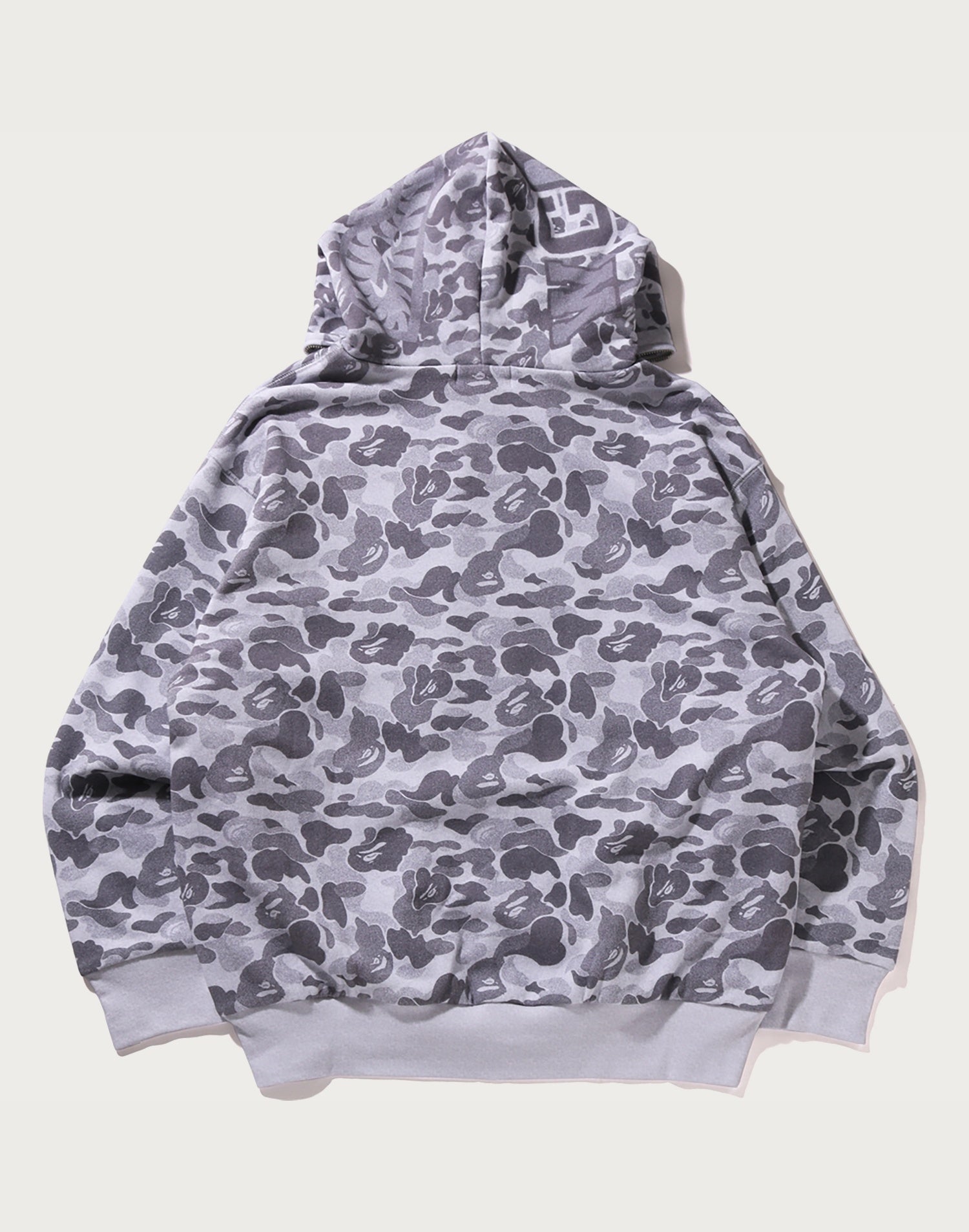 CAMO FAKE PRINT RELAXED FIT SHARK FULL ZIP HOODIE MENS