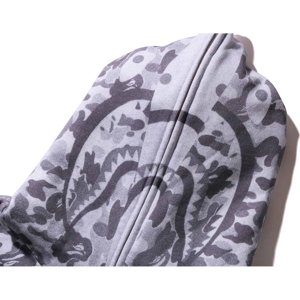 CAMO FAKE PRINT RELAXED FIT SHARK FULL ZIP HOODIE MENS