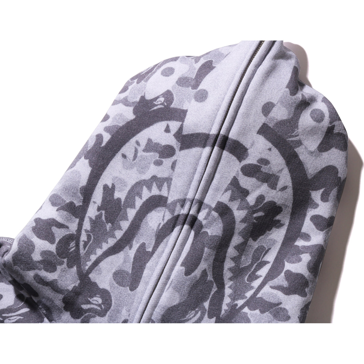CAMO FAKE PRINT RELAXED FIT SHARK FULL ZIP HOODIE MENS