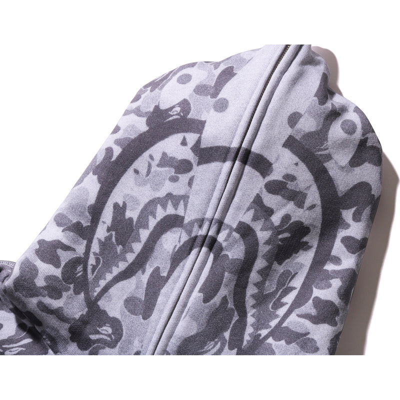 CAMO FAKE PRINT RELAXED FIT SHARK FULL ZIP HOODIE MENS