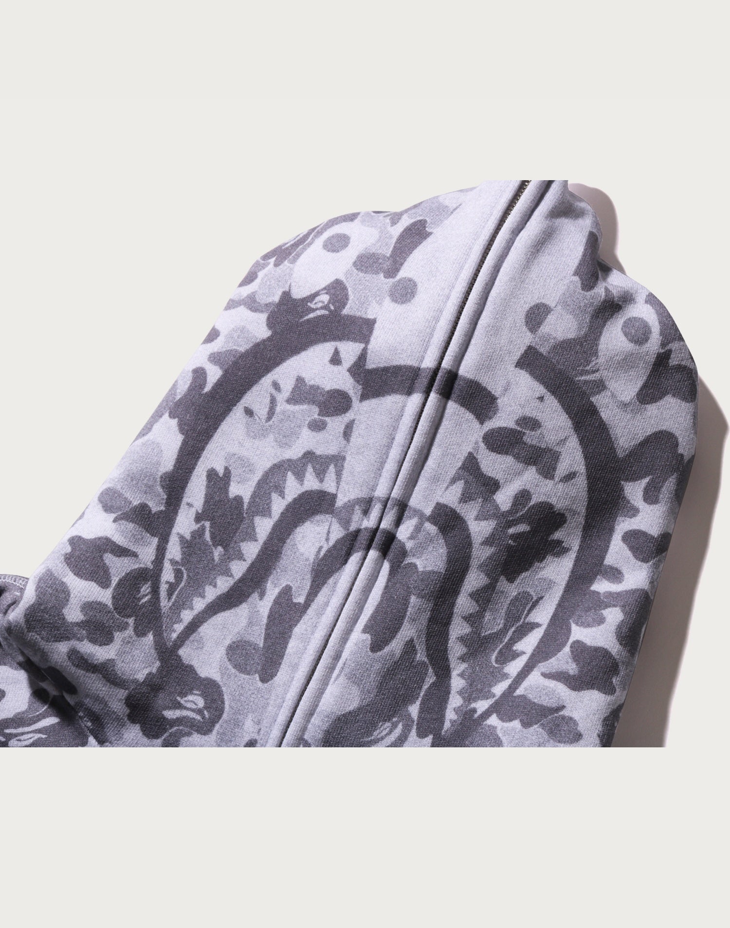 CAMO FAKE PRINT RELAXED FIT SHARK FULL ZIP HOODIE MENS