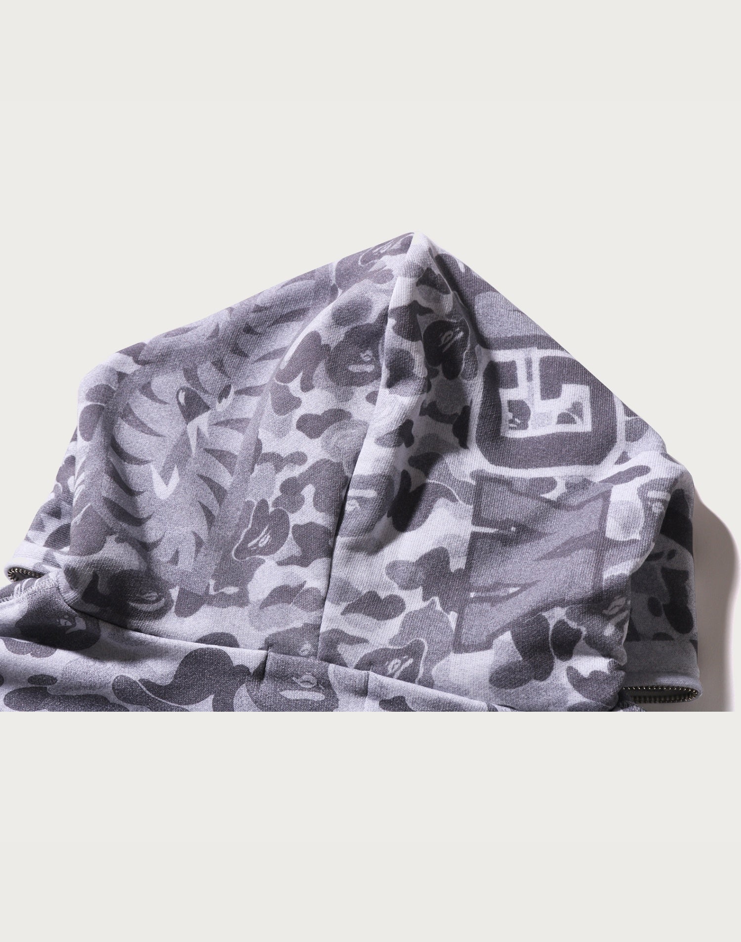CAMO FAKE PRINT RELAXED FIT SHARK FULL ZIP HOODIE MENS