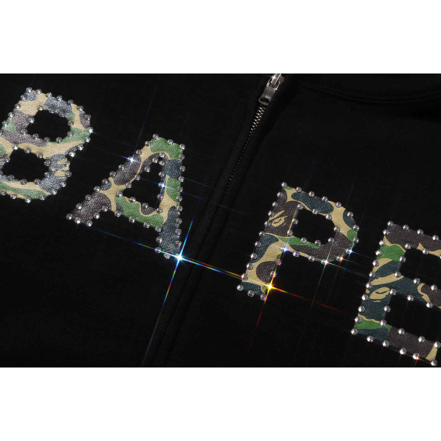 ABC CAMO CRYSTAL LOGO WIDE ZIP HOODIE LADIES – us.bape.com