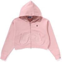 PIGMENT DYED ONE POINT CROPPED ZIP HOODIE LADIES