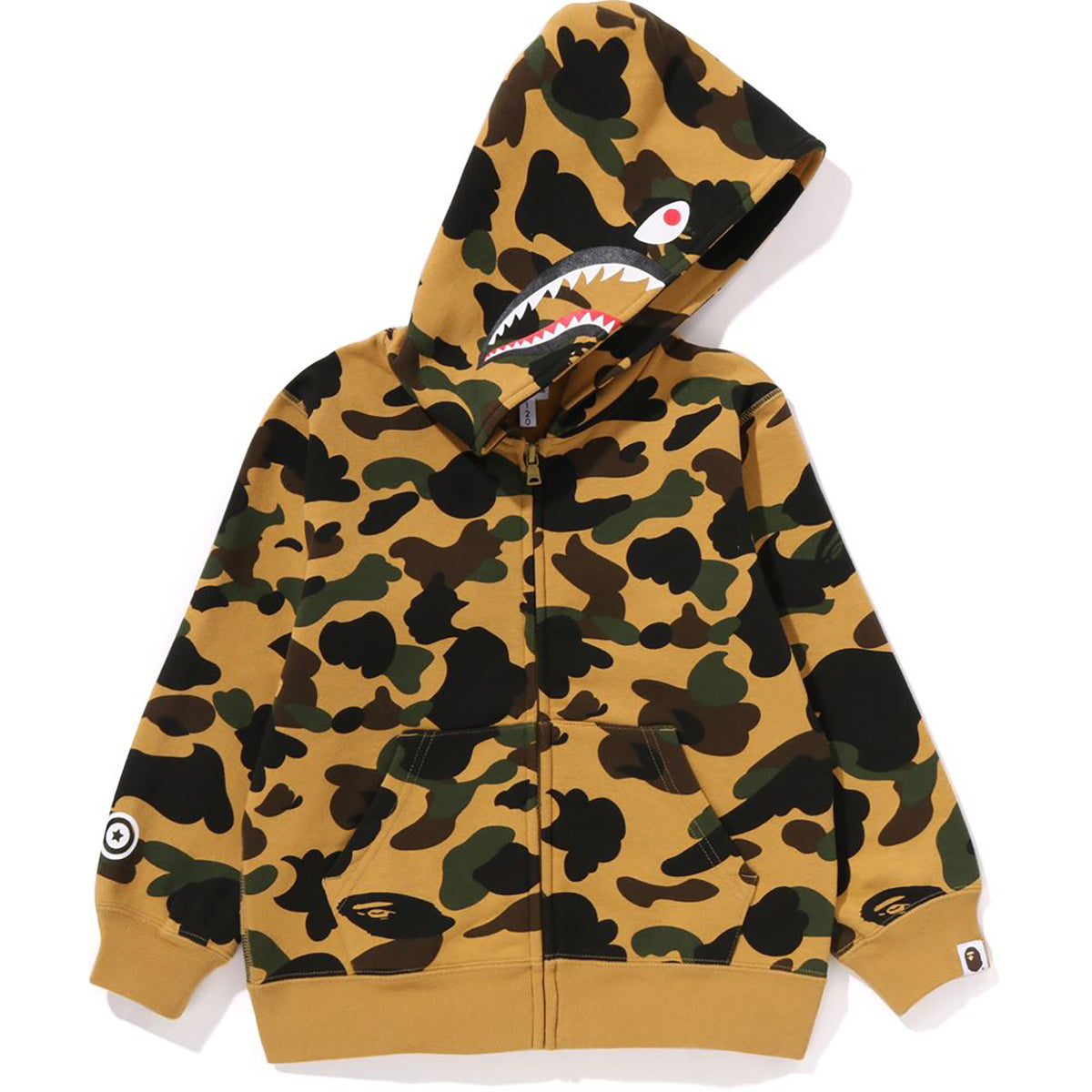 1ST CAMO PATCH PRINT SHARK ZIP HOODIE KIDS