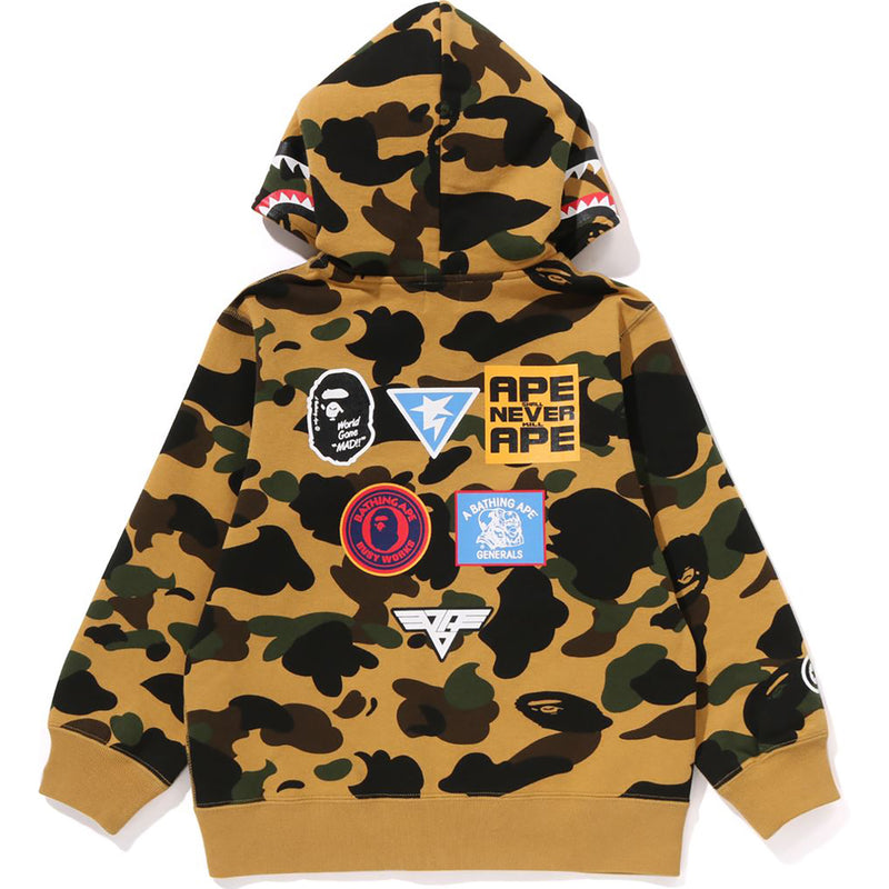 1ST CAMO PATCH PRINT SHARK ZIP HOODIE KIDS