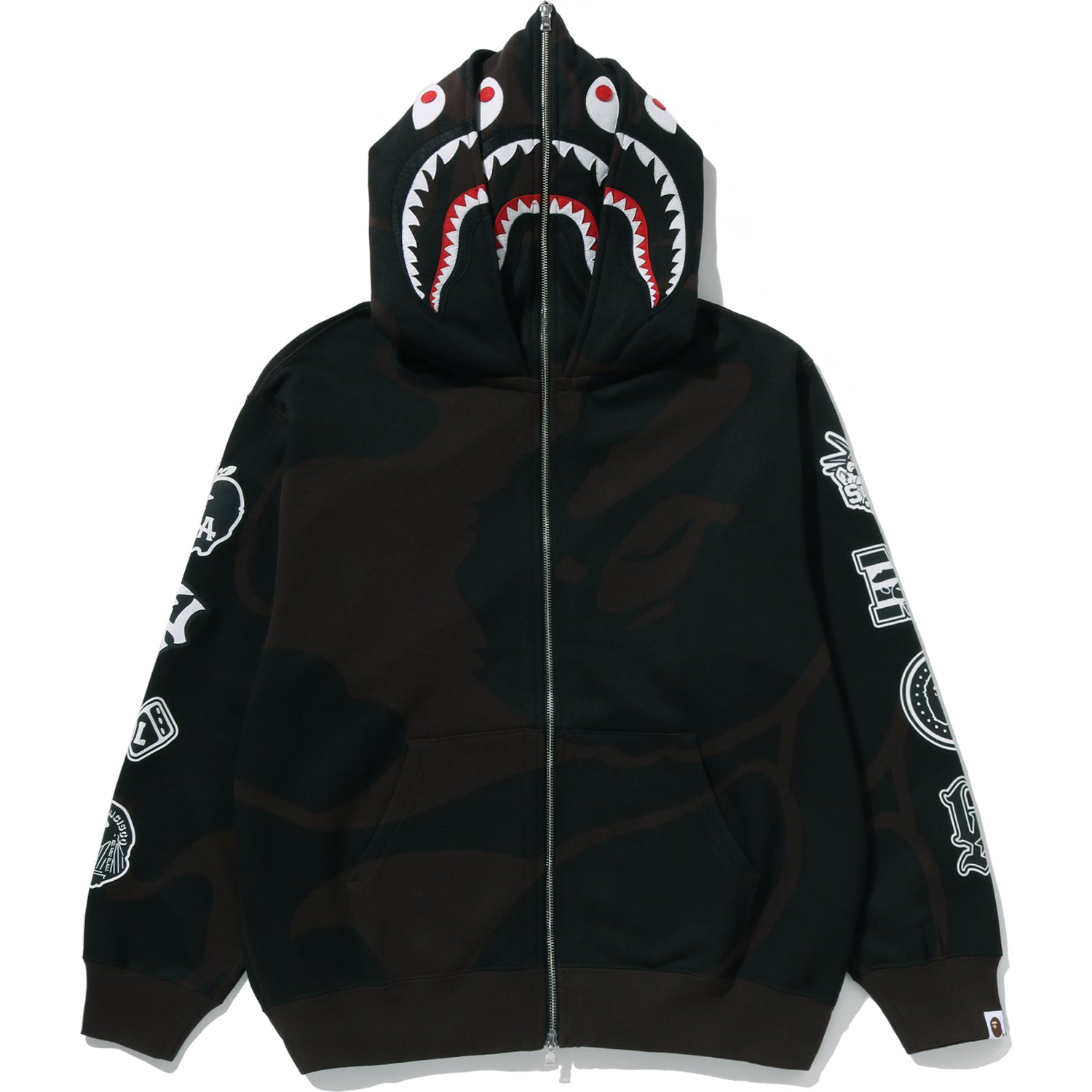 BAPE US BLACK FRIDAY SOLID CAMO DOUBLE SHARK FULL ZIP HOODIE MENS