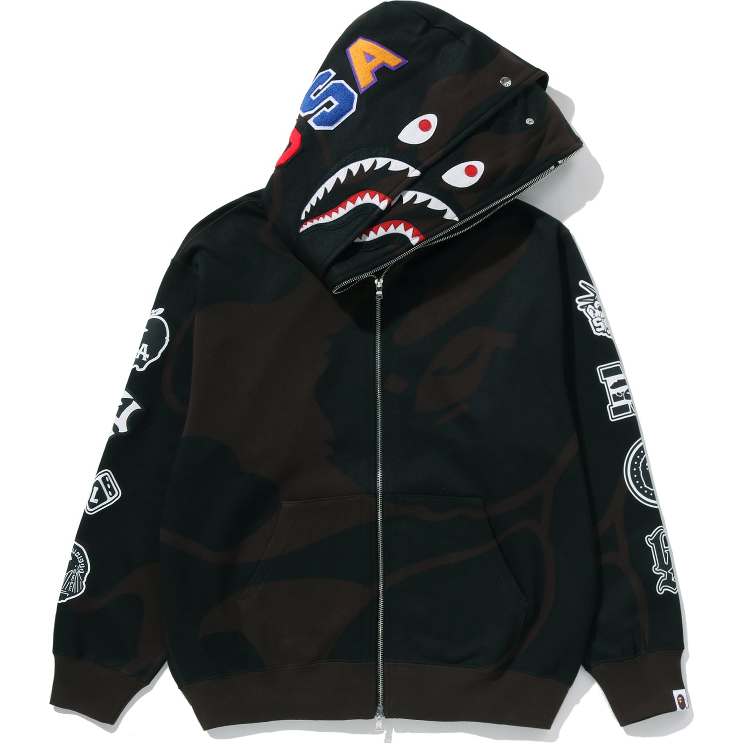 BAPE US BLACK FRIDAY SOLID CAMO DOUBLE SHARK FULL ZIP HOODIE MENS