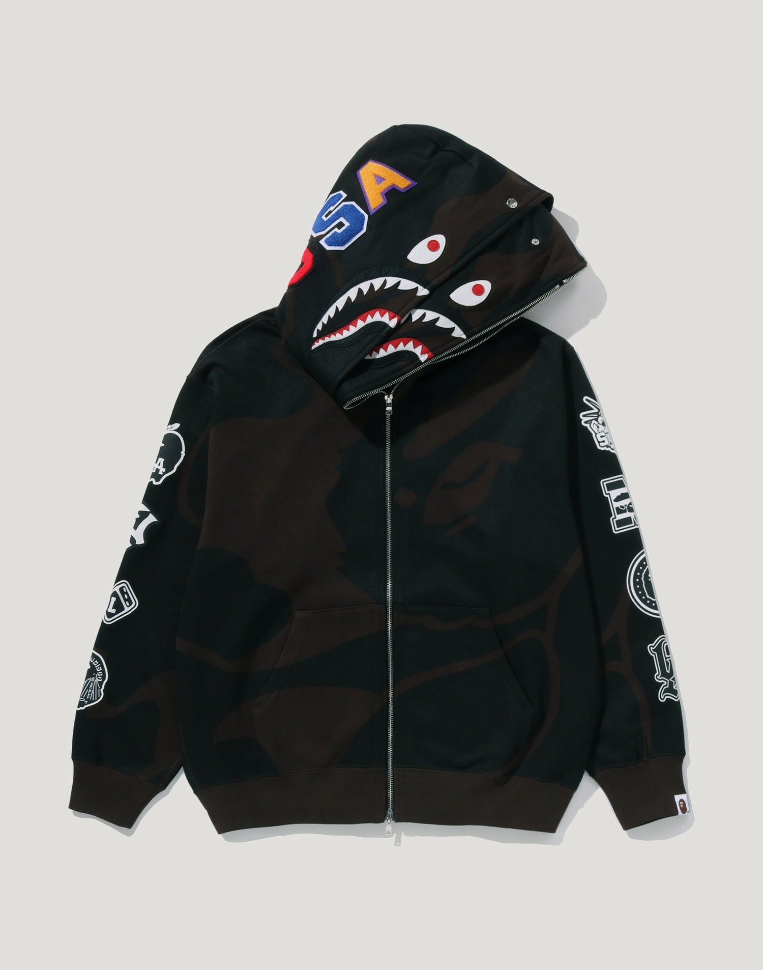BAPE US BLACK FRIDAY SOLID CAMO DOUBLE SHARK FULL ZIP HOODIE MENS
