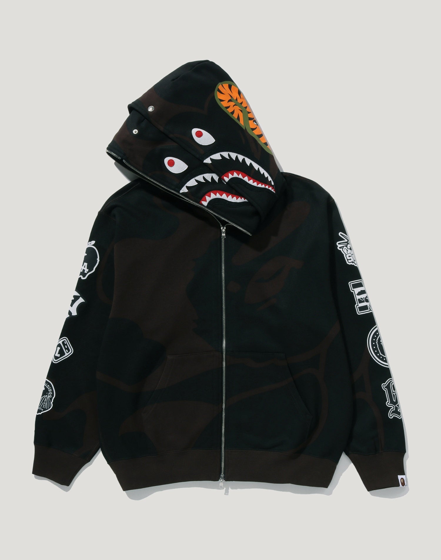 BAPE US BLACK FRIDAY SOLID CAMO DOUBLE SHARK FULL ZIP HOODIE MENS