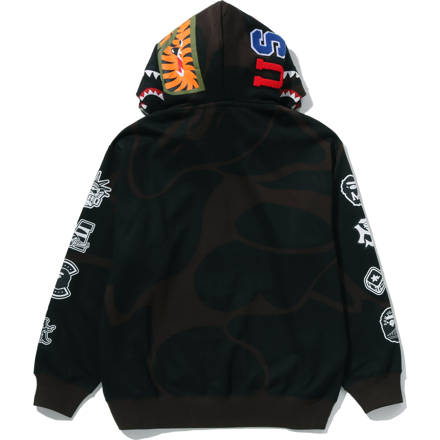 BAPE US BLACK FRIDAY SOLID CAMO DOUBLE SHARK FULL ZIP HOODIE MENS