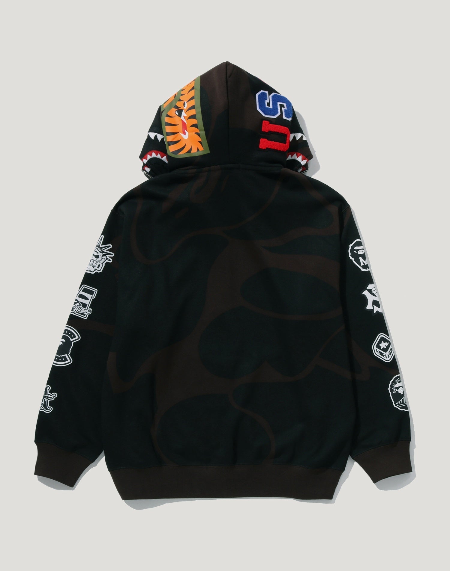 BAPE US BLACK FRIDAY SOLID CAMO DOUBLE SHARK FULL ZIP HOODIE MENS