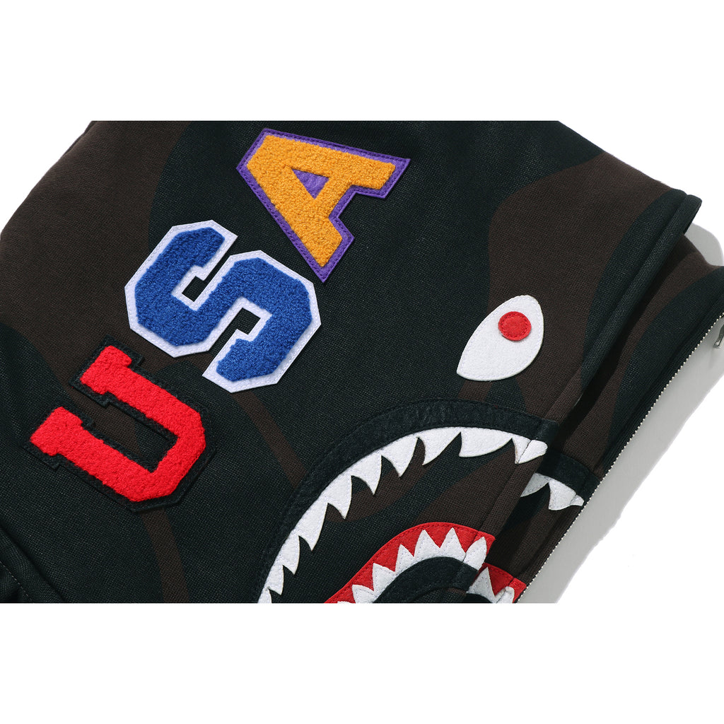 BAPE US BLACK FRIDAY SOLID CAMO DOUBLE SHARK FULL ZIP HOODIE MENS