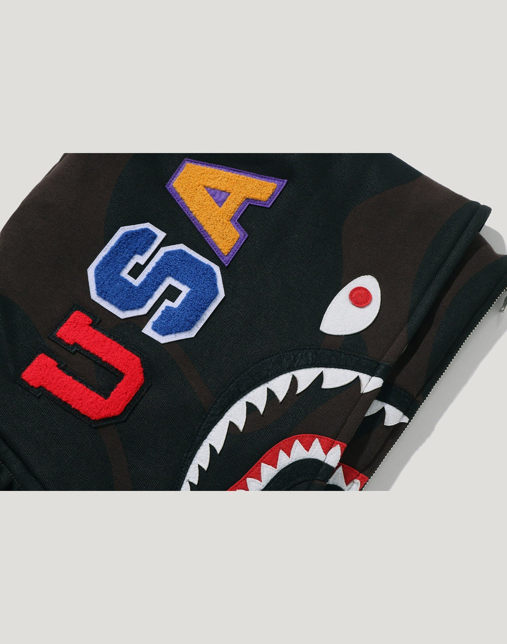 BAPE US BLACK FRIDAY SOLID CAMO DOUBLE SHARK FULL ZIP HOODIE MENS