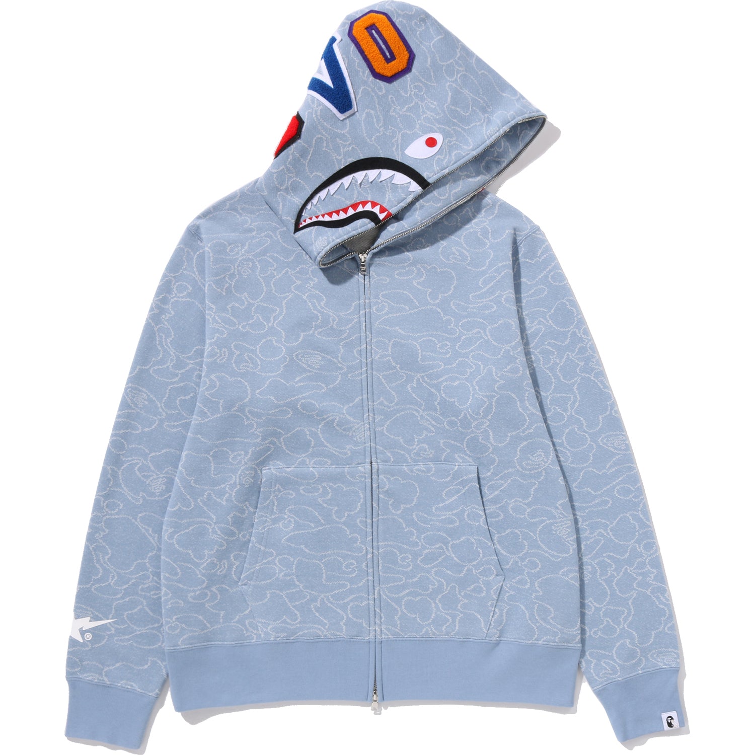 BAPE X OVO NEON 1ST CAMO JACQUARD SHARK FULL ZIP HOODIE MENS – us
