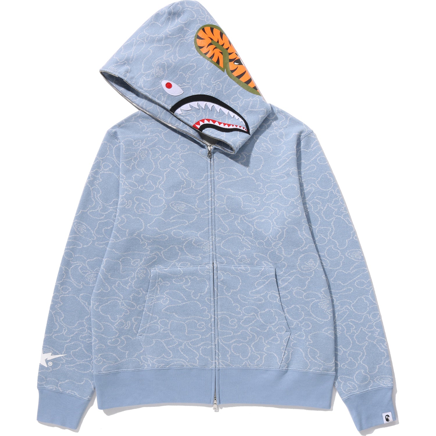 BAPE X OVO NEON 1ST CAMO JACQUARD SHARK FULL ZIP HOODIE MENS – us