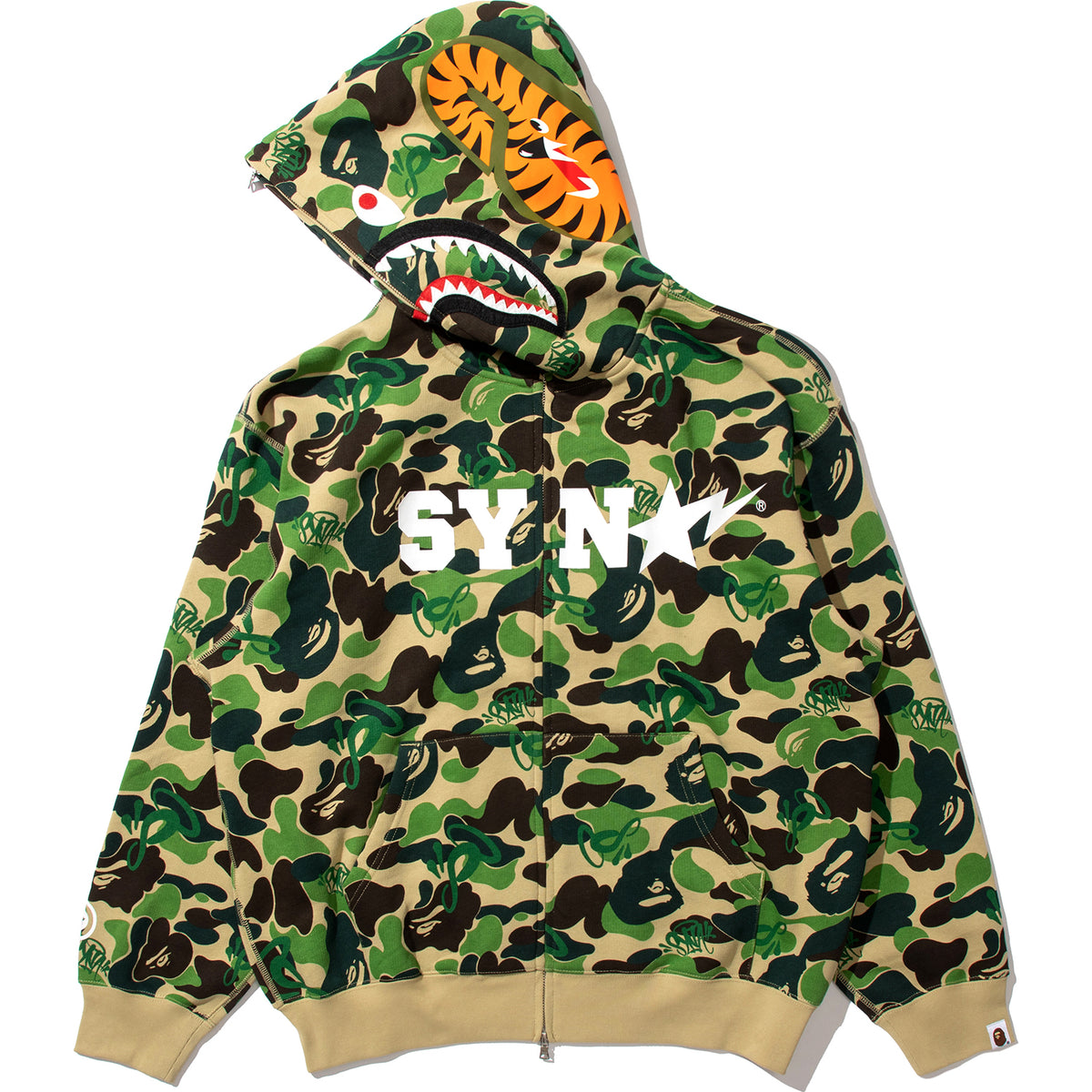 BAPE X SPOTIFY BY CENTRAL CEE CAMO SHARK FULL ZIP HOODIE MENS