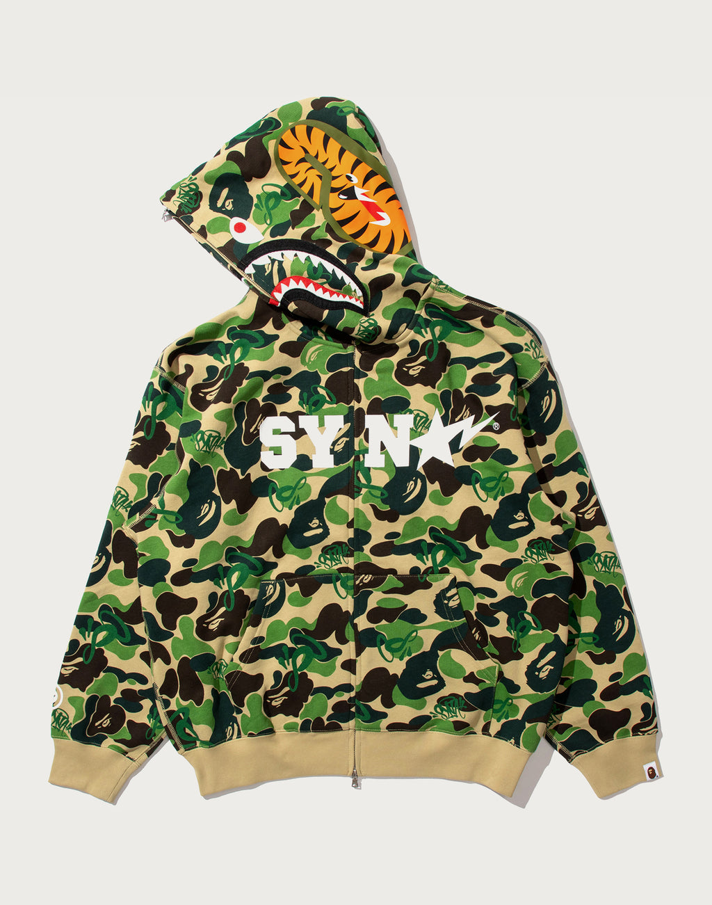 BAPE X SPOTIFY BY CENTRAL CEE CAMO SHARK FULL ZIP HOODIE MENS