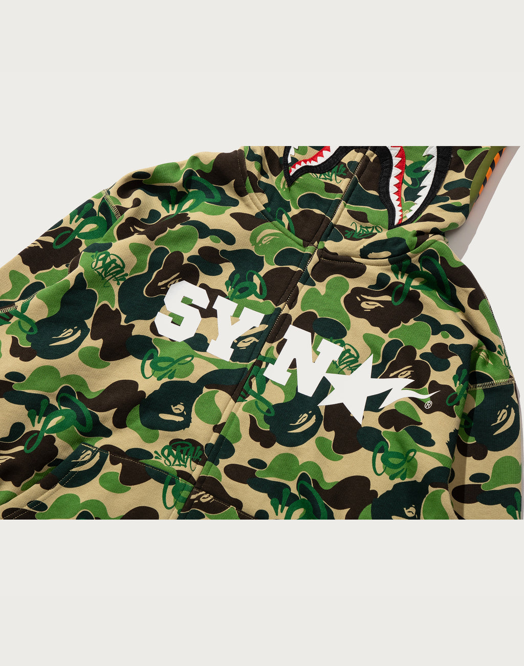 BAPE X SPOTIFY BY CENTRAL CEE CAMO SHARK FULL ZIP HOODIE MENS